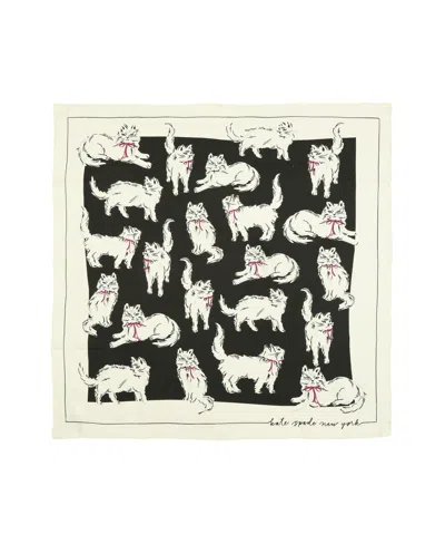 Kate Spade Women's Pretty Kitty Silk Square Scarf In Black Cream