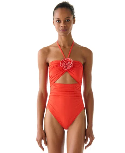 Kate Spade Women's Rosette Bandeau One-piece Swimsuit In Multi