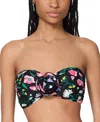 Kate Spade Womens Rosette Trim Bandeau Bikini Top High Cut Bottoms In Black Multi