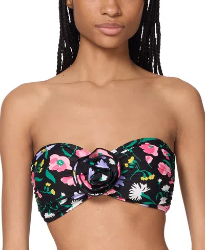KATE SPADE WOMEN'S ROSETTE-TRIM BANDEAU BIKINI TOP