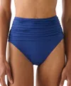 Kate Spade Women's Ruched High-waist Bikini Bottoms In Blue