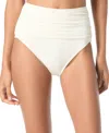 Kate Spade Women's Ruched High-waist Bikini Bottoms In Cream