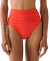 Kate Spade Women's Ruched High-waist Bikini Bottoms In Red