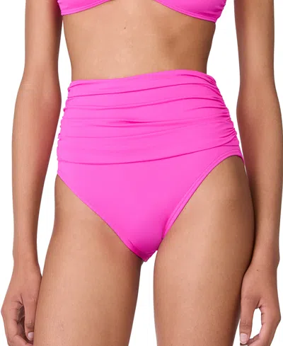 KATE SPADE KATE SPADE WOMEN'S RUCHED HIGH-WAIST BIKINI BOTTOMS