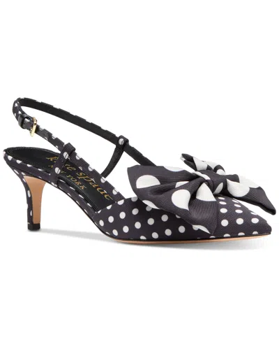 Kate Spade Women's Rue Slingback Bow Pumps In Black,cream Multi