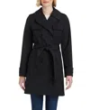Kate Spade Women S Short Single-breasted Pleated Back Trench Coat In Black