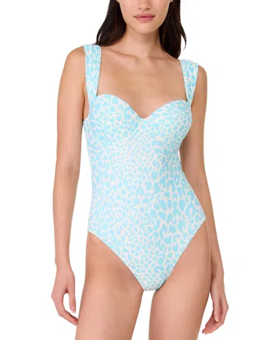 Kate Spade Women's Shirred Strap One-piece Swimsuit In Seaflower