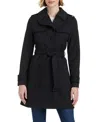 Kate Spade Women S Short Single-breasted Pleated Back Trench Coat In Black