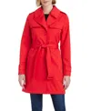 Kate Spade Women S Short Single-breasted Pleated Back Trench Coat In Classic Red