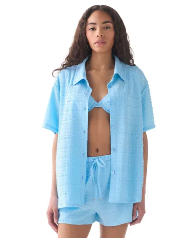 Kate Spade Women's Short-sleeve Cover-up Shirt In Blue