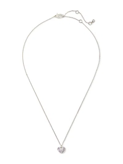 Kate Spade Women's Silvertone & Cubic Zirconia Heart Pendant Necklace In Brass