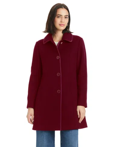 Kate Spade Women's Single Breasted Satin-trimmed Coat In Burgundy