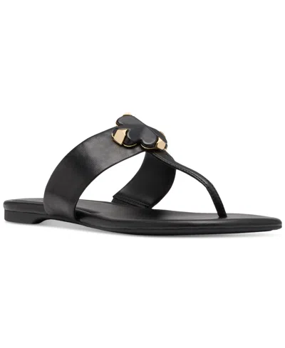 Kate Spade Flower Thong Sandals In Black