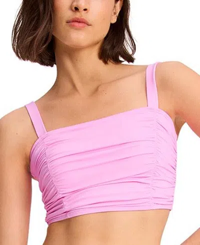 Kate Spade Women's Square-neck Shirred Bikini Top In Carousel Pink