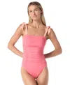 Kate Spade Women's Square-neck Shirred One-piece Swimsuit In Pink