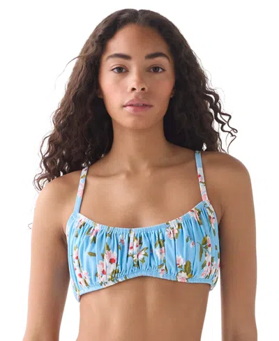Kate Spade Women's Straight Neck Shirred Bralette Top In Blue