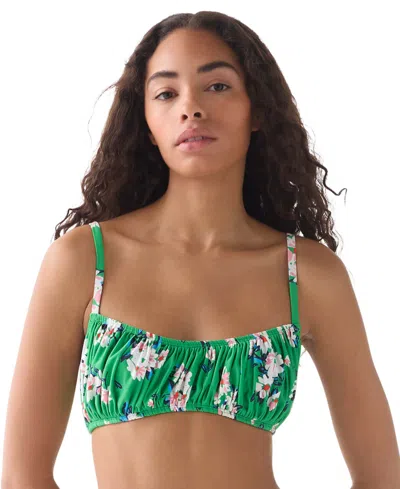 Kate Spade Women's Straight Neck Shirred Bralette Top In Green