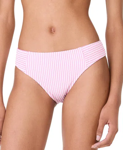 Kate Spade Women's Striped Smocked Bikini Bottoms In Begonia Bloom Pink