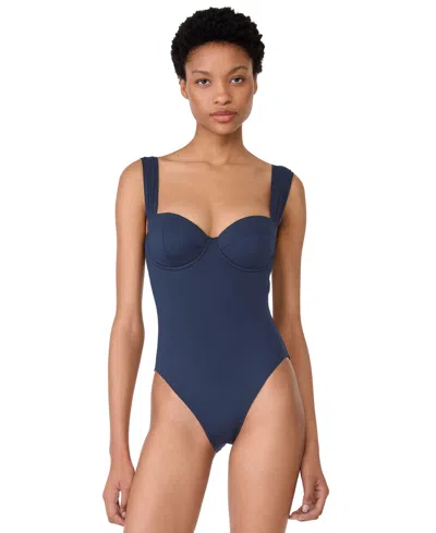 Kate Spade Women's Sweetheart Underwire Cutout One-piece Swimsuit In Blue