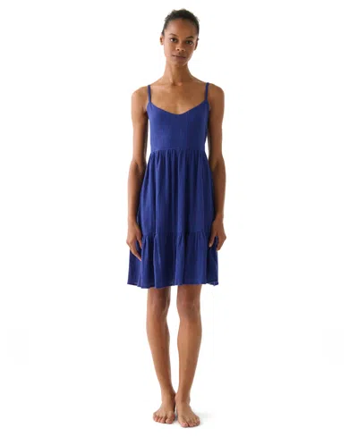 Kate Spade Women's V-neck Cover Up Mini Swim Dress In Blue