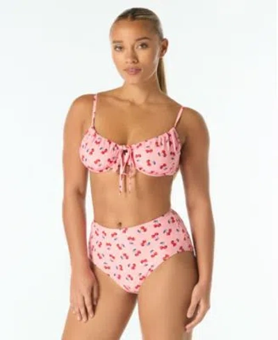 Kate Spade Womens Cinch Front Underwire Bikini Top High Waist Bottoms In Pink