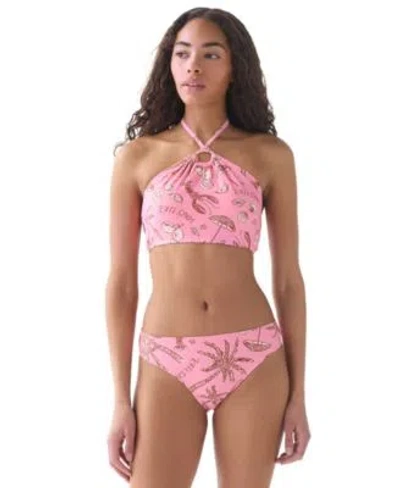 Kate Spade Womens High Neck Top High Cut Bottoms In Pink
