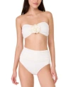 Kate Spade Womens Rosette Detail Convertible Bandeau Bikini Top Ruched High Waist Bottoms In Black