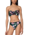 Kate Spade Womens Rosette Trim Bandeau Bikini Top High Cut Bottoms In Black Multi