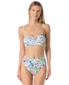 Kate Spade Womens Shirred Bra Bikini Top Shirred High Waist Bottom In Multi