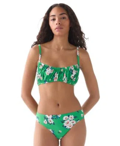 Kate Spade Womens Shirred Bralette Top High Cut Bottoms In Green