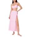 Kate Spade Womens Striped Balconette Underwire Bikini Top Side Tie Cover Up Skirt In Begonia Bloom Pink