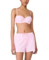 Kate Spade Womens Striped Bikini Top Cover Up Shorts In Begonia Bloom Pink