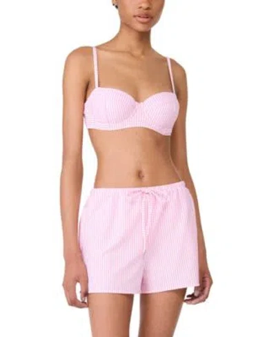 KATE SPADE WOMENS STRIPED BIKINI TOP COVER UP SHORTS