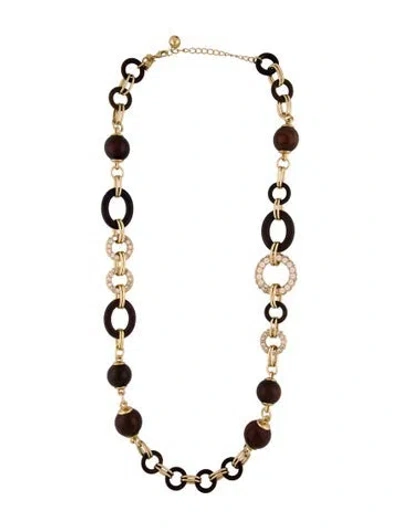Pre-owned Kate Spade Wood & Crystal Station Necklace, 38.5" In Multi