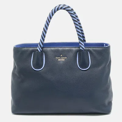 Pre-owned Kate Spade Woods Drive Bodie Navy Blue/lilac Leather Tote
