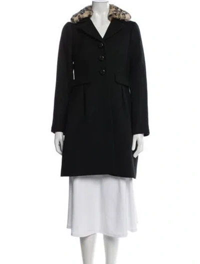 Pre-owned Kate Spade Wool Animal Print Coat In Black