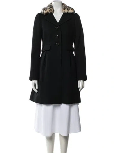 Pre-owned Kate Spade Wool Animal Print Coat In Black