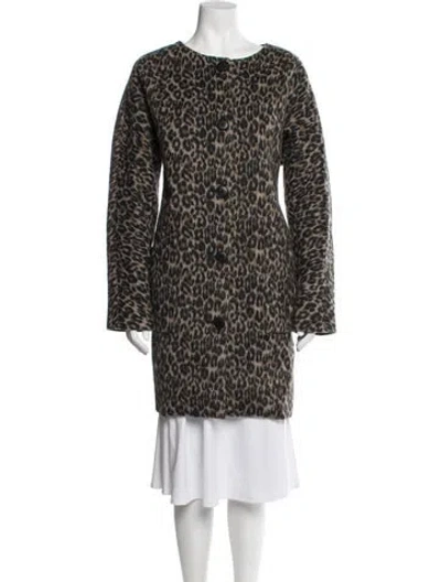 Pre-owned Kate Spade Wool Animal Print Coat In Brown