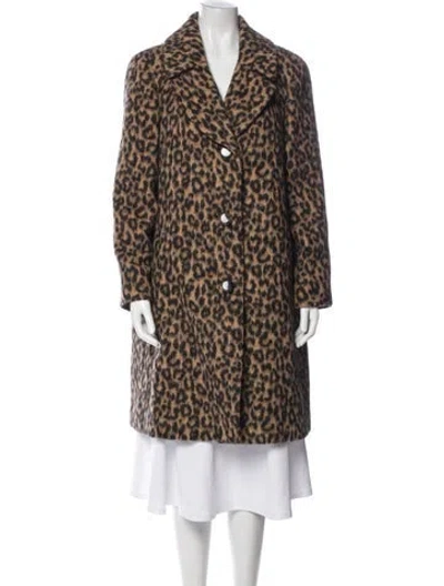 Pre-owned Kate Spade Wool Animal Print Faux Fur Coat In Neutral