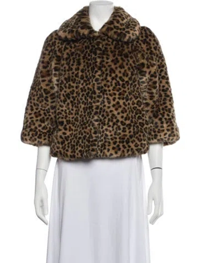 Pre-owned Kate Spade Wool Animal Print Faux Fur Jacket In Multicolor