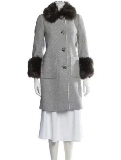 Pre-owned Kate Spade Wool Coat In Grey