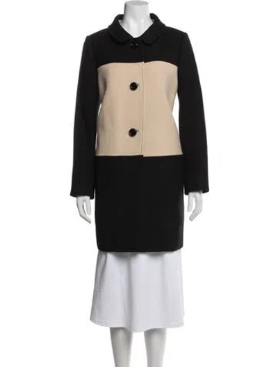 Pre-owned Kate Spade Wool Colorblock Pattern Coat In Black