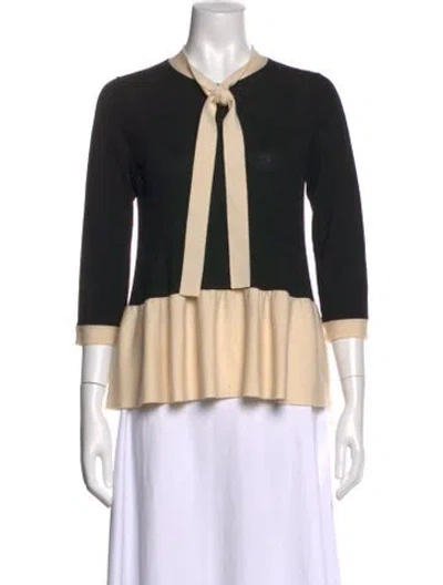 Pre-owned Kate Spade Wool Colorblock Pattern Sweater In Black