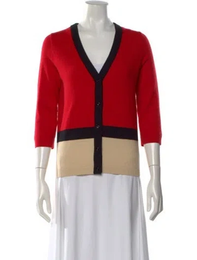 Pre-owned Kate Spade Wool Colorblock Pattern Sweater In Red