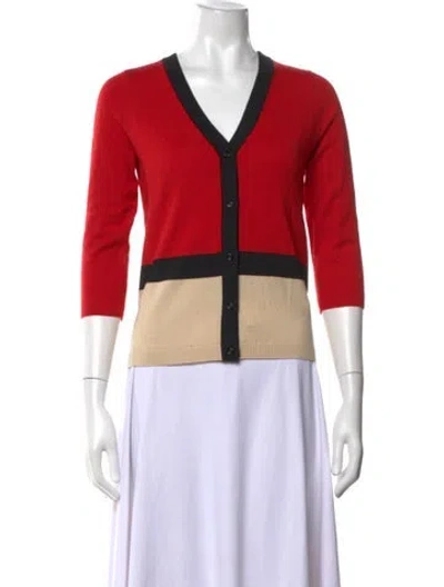 Pre-owned Kate Spade Wool Colorblock Pattern Sweater In Red