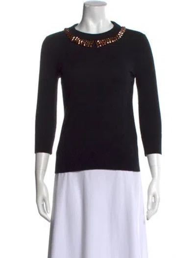 Pre-owned Kate Spade Wool Crew Neck Sweater In Black