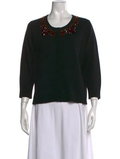 Pre-owned Kate Spade Wool Crew Neck Sweater In Black