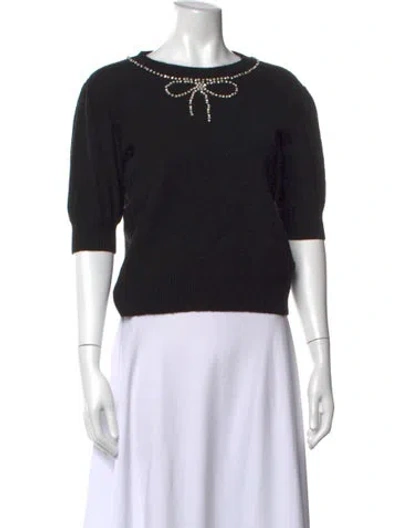 Pre-owned Kate Spade Wool Crew Neck Sweater In Black