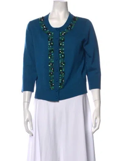 Pre-owned Kate Spade Wool Crew Neck Sweater In Blue
