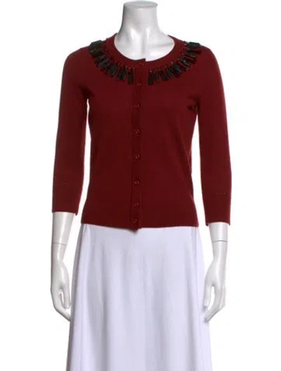 Pre-owned Kate Spade Wool Crew Neck Sweater In Burgundy